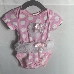 Popatu Baby Girl Pink Polka Dot Romper Tutu Bodysuit 3–6M Infant Outfit
